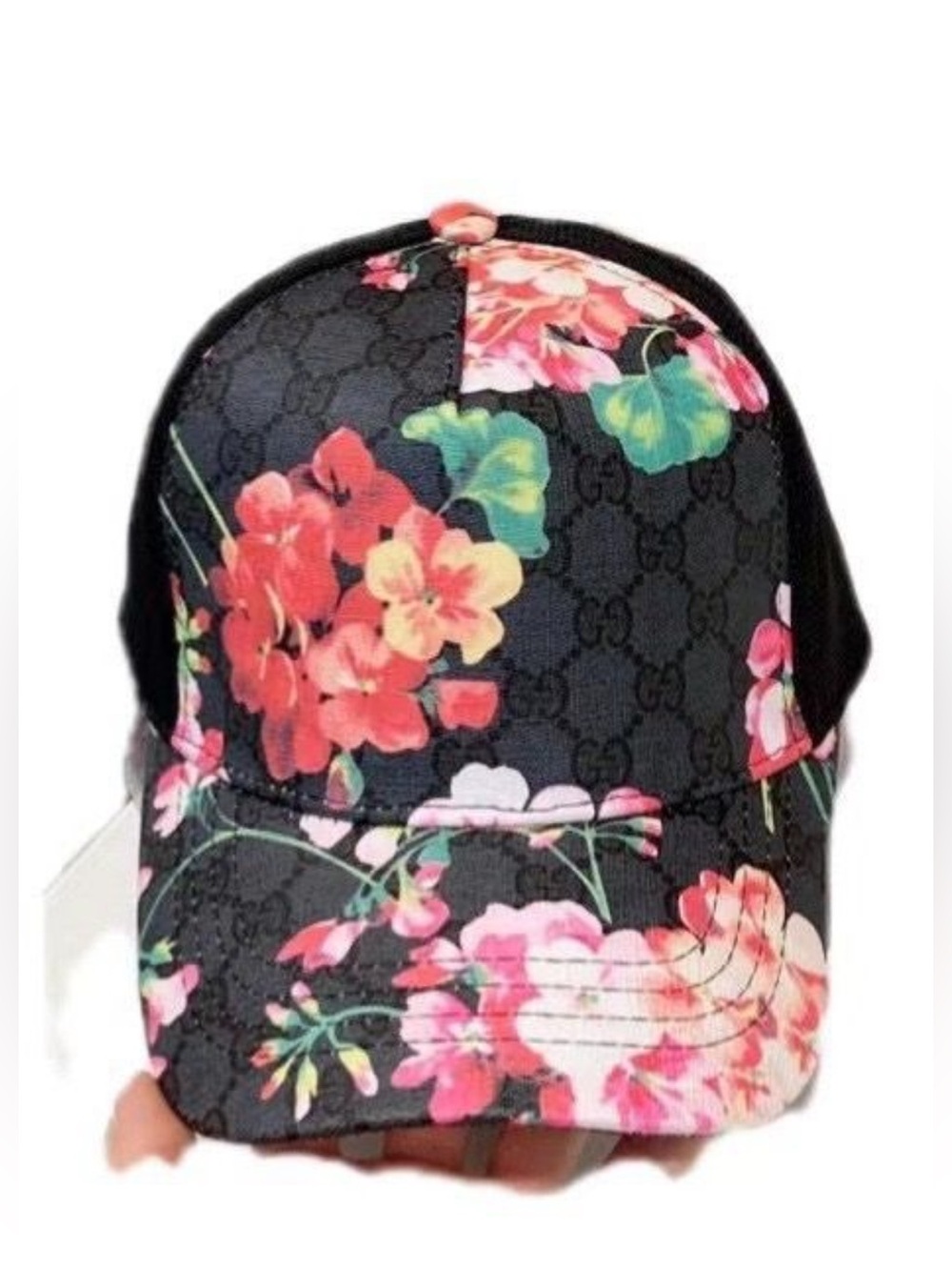 Gucci Black Floral Monogram Hat